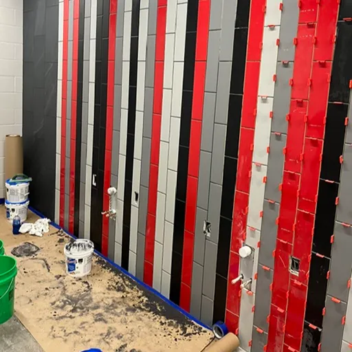 dodger stadium locker room tile installation